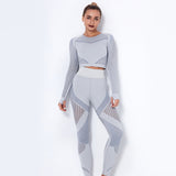 Luxe 2Pcs Set - Seamless Long Sleeve Push Up High Waist Pants - Multi Variants