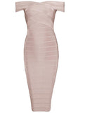 Blushing Bodycon Bandage Off-Shoulder Dress