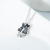 Black And White Cat Necklace With Diamonds