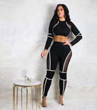 Trinity Mesh Panel High Waist Sports Top & Leggings 2-Piece Suit