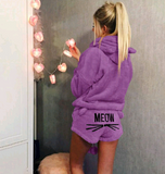 Kittie Velour Two-Piece Hoodie and Shorts Lounger