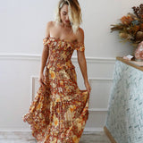 Flower Field Off-shoulder Vintage Dress