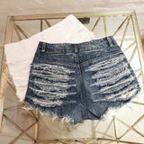 Sexy Ripped Hole Booty Shorts Women High Waist Fringe Jean Shorts Summer Girl Cute Shorts Nightclub Party Hotpants