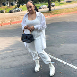 Women's New High-Waisted Overalls and Solid Color Vest Casual Suit