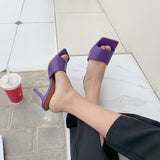 Slip On Vegan Leather Square Toe Sandals