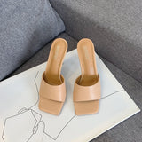 Slip On Vegan Leather Square Toe Sandals