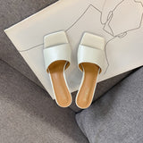 Slip On Vegan Leather Square Toe Sandals