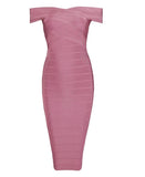 Blushing Bodycon Bandage Off-Shoulder Dress