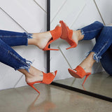 Genuine Suede Stiletto High Heels Sandals