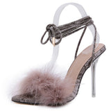 Incubus's Feathers Ankle Strappy Stiletto Heels