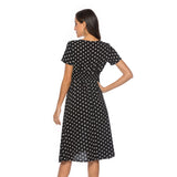 Chiffon Beach Skirt Printed V-Neck Short Sleeve Dress