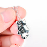 Black And White Cat Necklace With Diamonds