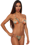 Women's Orange True Timber Triangle Top/Side Thong Swimwear