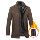 Stand Collar Wool Coat - with Detach Insulin Vest