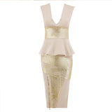 Celine Two-Piece Ruffles Bodycon Bandage Dress