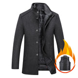 Stand Collar Wool Coat - with Detach Insulin Vest