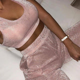Sparkle Me Pink Two-Piece Tank and Harem Jogger