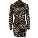 Dahlia Black Gold Overlay Sequin Dress