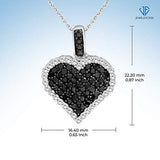 Sterling Silver (.925) Heart Necklace with 1.00 Carat Black Diamonds