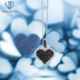 Sterling Silver (.925) Heart Necklace with 1.00 Carat Black Diamonds