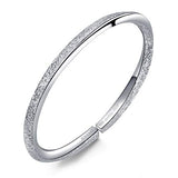 JEWEAST 990 Sterling Silver Bracelets for Women, 2.4In White Gold Plated Bangles Sand Opened Solid Friendship Bracelets Love Jewelry Bracelet Charm Bangle Bracelets for Women Girls Birthday Gifts