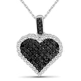 Sterling Silver (.925) Heart Necklace with 1.00 Carat Black Diamonds