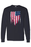 Men's/Unisex US Distressed Flag Pull Over Sweater
