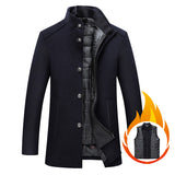 Stand Collar Wool Coat - with Detach Insulin Vest