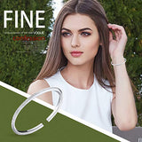 JEWEAST 990 Sterling Silver Bracelets for Women, 2.4In White Gold Plated Bangles Sand Opened Solid Friendship Bracelets Love Jewelry Bracelet Charm Bangle Bracelets for Women Girls Birthday Gifts