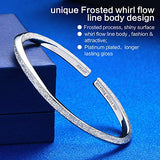 JEWEAST 990 Sterling Silver Bracelets for Women, 2.4In White Gold Plated Bangles Sand Opened Solid Friendship Bracelets Love Jewelry Bracelet Charm Bangle Bracelets for Women Girls Birthday Gifts
