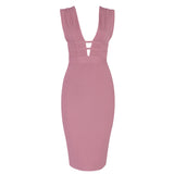 Angelica Deep Plunge V-Neck Bandage Bodycon Dress