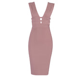 Angelica Deep Plunge V-Neck Bandage Bodycon Dress