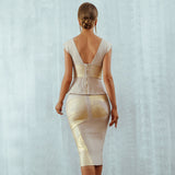 Celine Two-Piece Ruffles Bodycon Bandage Dress