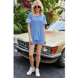 Spring and summer new women's short-sleeved striped T-shirt pocket shorts casual two-piece suit