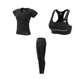 Women Yoga Sport Suit quick Dry Bra Set 5 Piece Female Short-sleeved shorts long pants Outdoor Sportswear Fitness suit