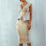 Celine Two-Piece Ruffles Bodycon Bandage Dress