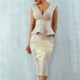 Celine Two-Piece Ruffles Bodycon Bandage Dress