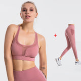 2-Piece Power Mesh Yoga Sports Bra and Sports Leggings