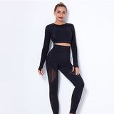 Luxe 2Pcs Set - Seamless Long Sleeve Push Up High Waist Pants - Multi Variants