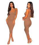 Maxi Cotton Ribbed Long Slim Pencil Dress