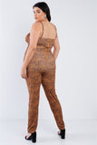 Plus Size Cheetah Print Catsuit Jumpsuit