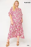 Floral Frill Detail Flowy Maxi Dress With Neck Tie