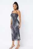 Animal Print Midi Dress With Strap