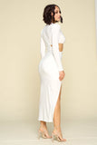 Long Sleeve Side Cut Out Side Slit Detail Dress
