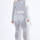 Luxe 2Pcs Set - Seamless Long Sleeve Push Up High Waist Pants - Multi Variants