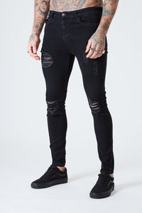 Ripped & Repaired Spray on Jeans - Black