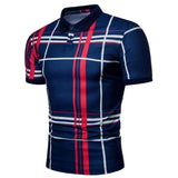 Lattice Short Sleeve Grid Polo Shirt