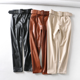 High Waist Vegan Leather Harem Pants