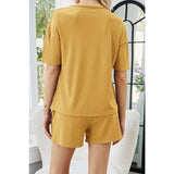 Outdoor Wear Simple Durable Home Solid Color Short Sleeve Casual  Two Piece