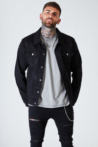 Distressed Denim Jacket - Black